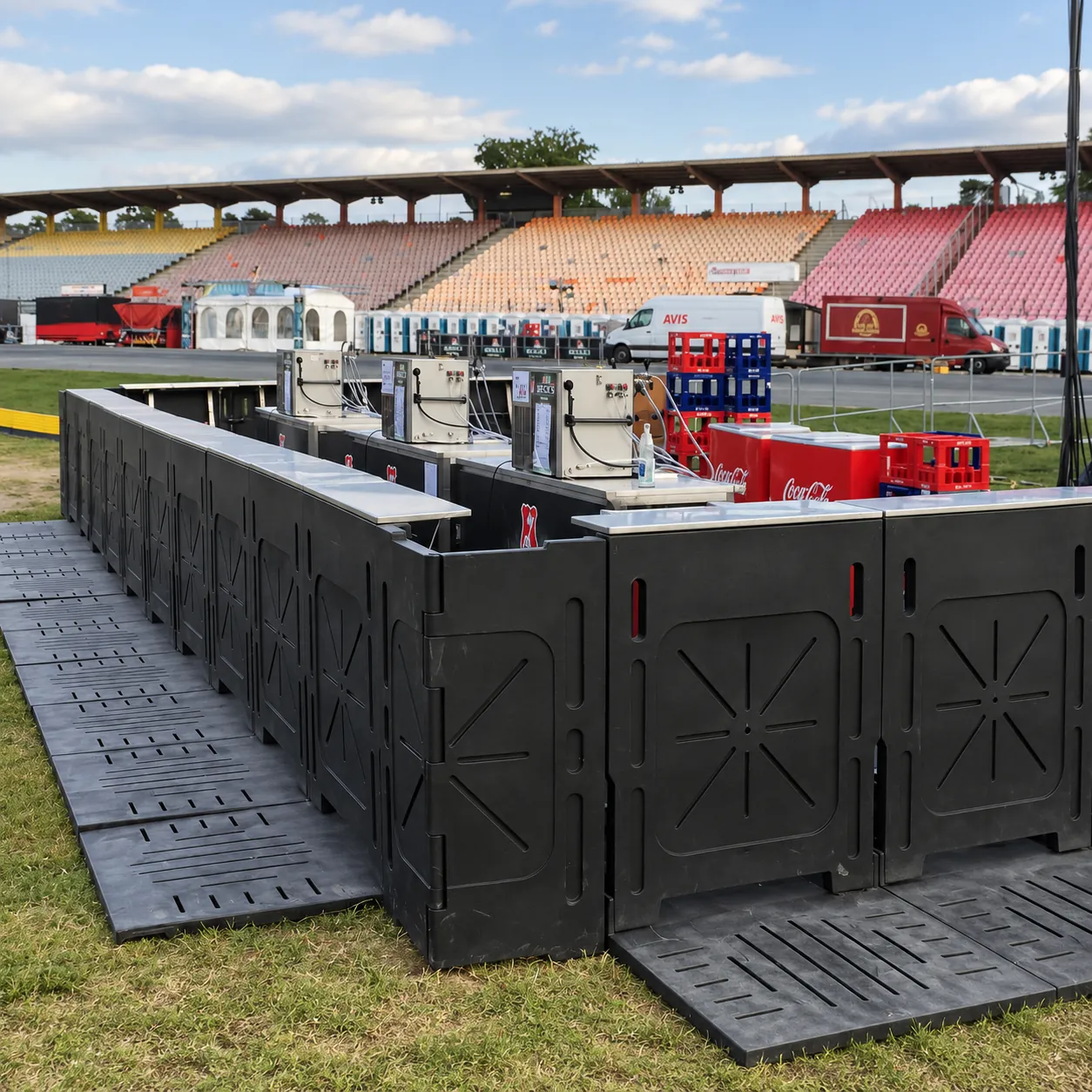 Mojo Bar Barriers used as a bar counter on a festival site