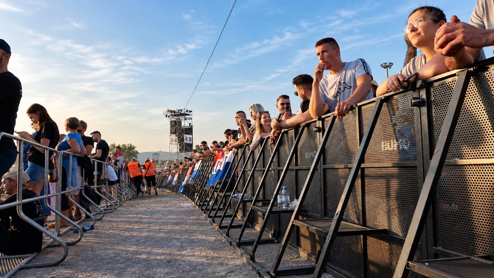 Festival crowd at Mojo Barriers at sunset