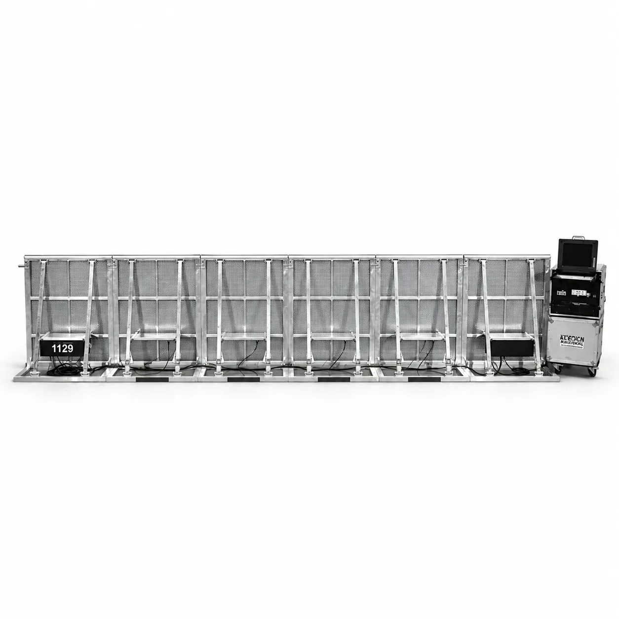 Mojo Barrier Load Monitor System with measuring case on an aluminium barrier line