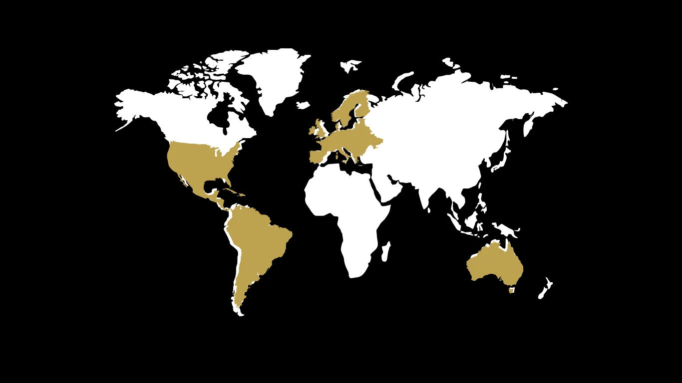 World map with the MOJO Holding Group rental locations