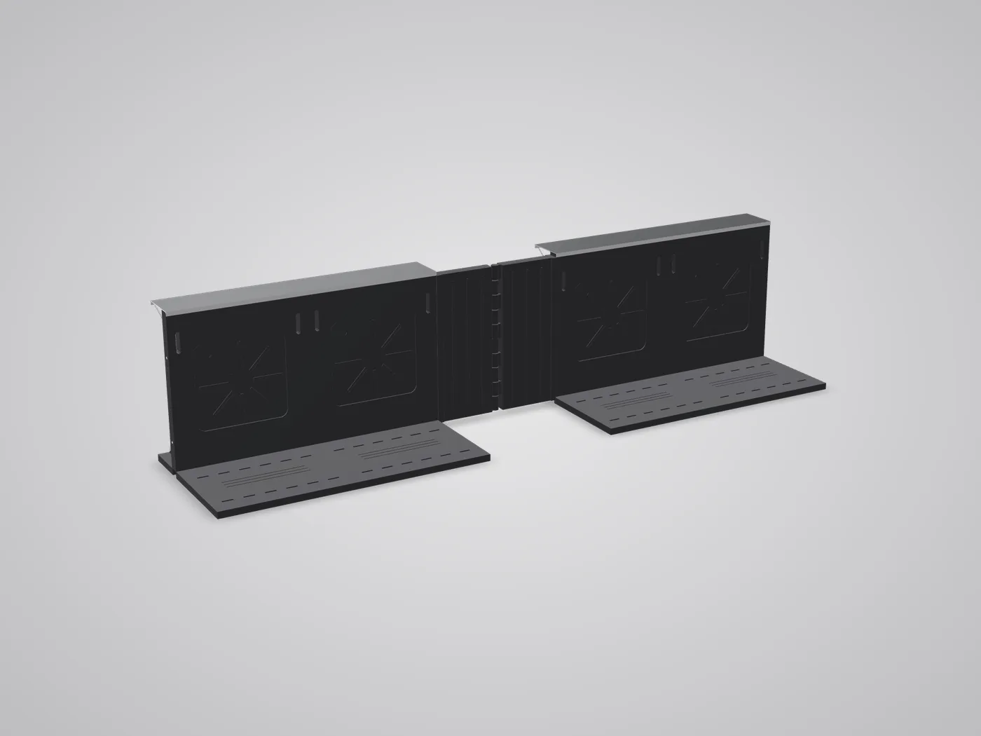 3D view: line of Bar Barriers with a Vario Corner