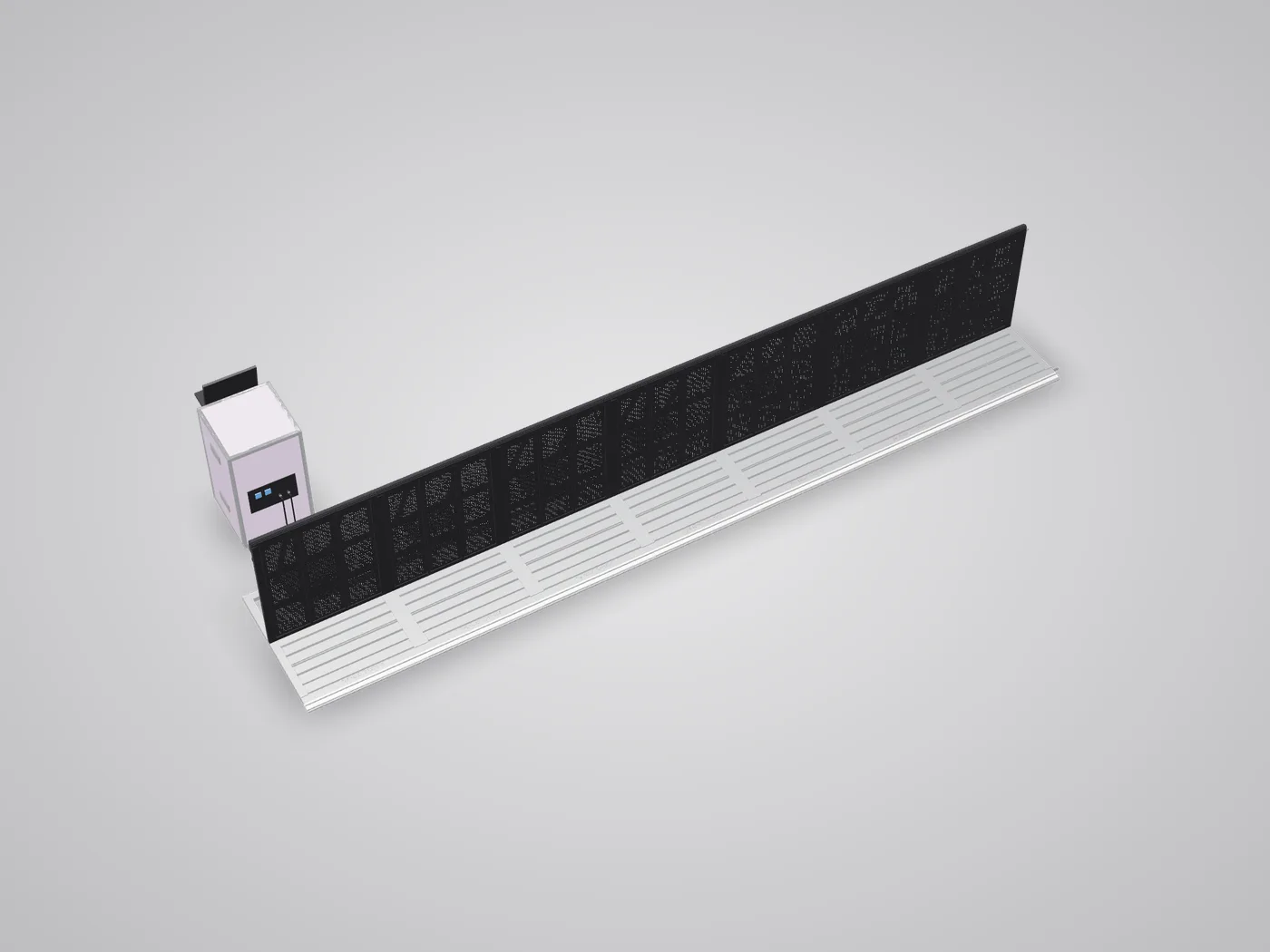 3D view: line of sensor barriers of the Barrier Load Monitor System from above