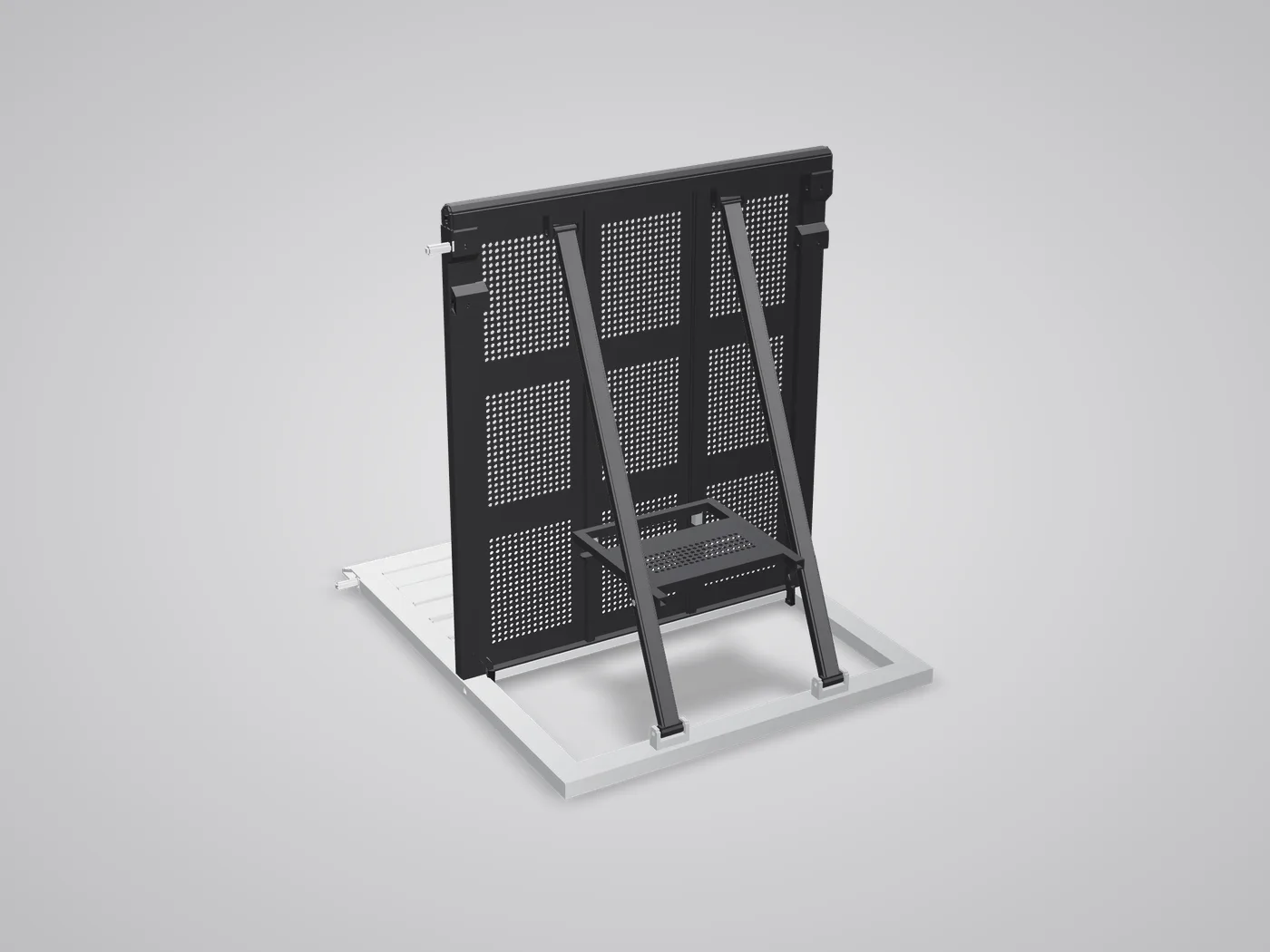 3D view: rear of a straight section with the step between the braces