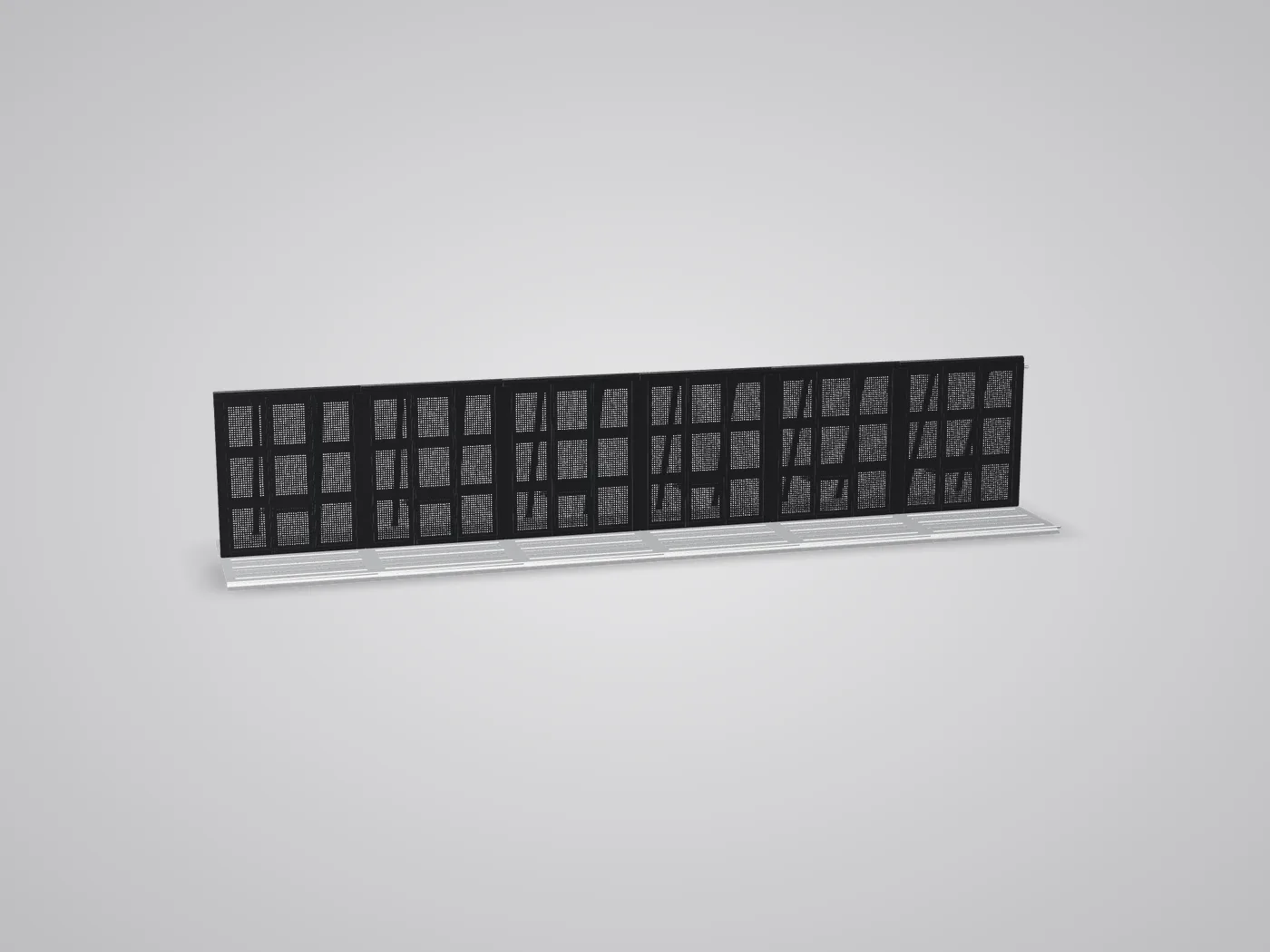 3D view: a line of straight sections from the front