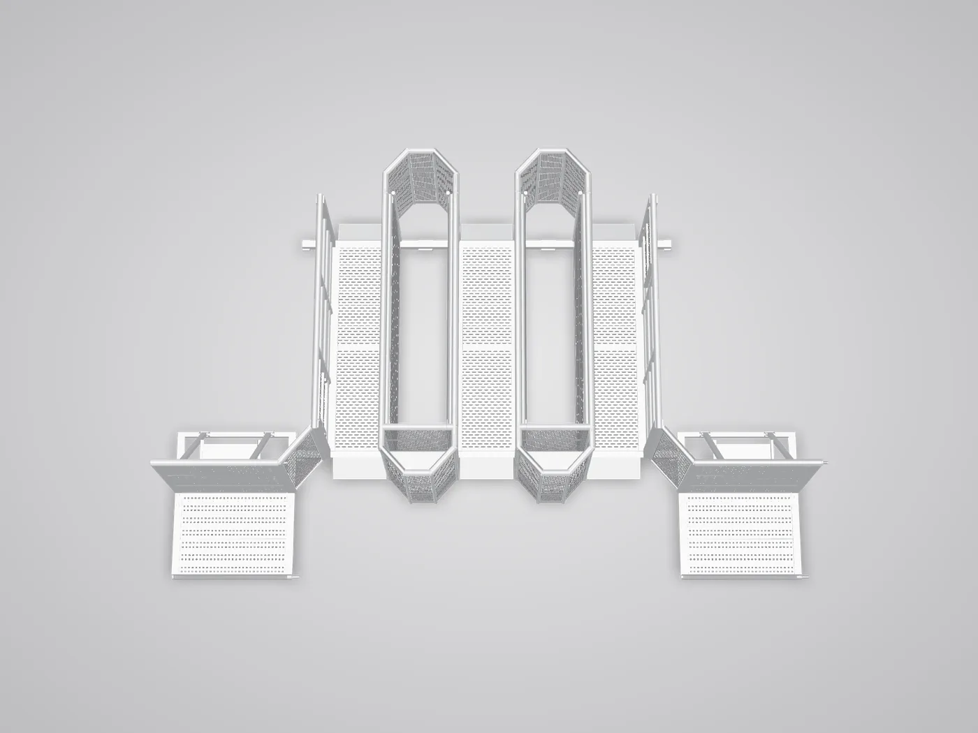 3D view from above: three Line-up Gate lanes side by side
