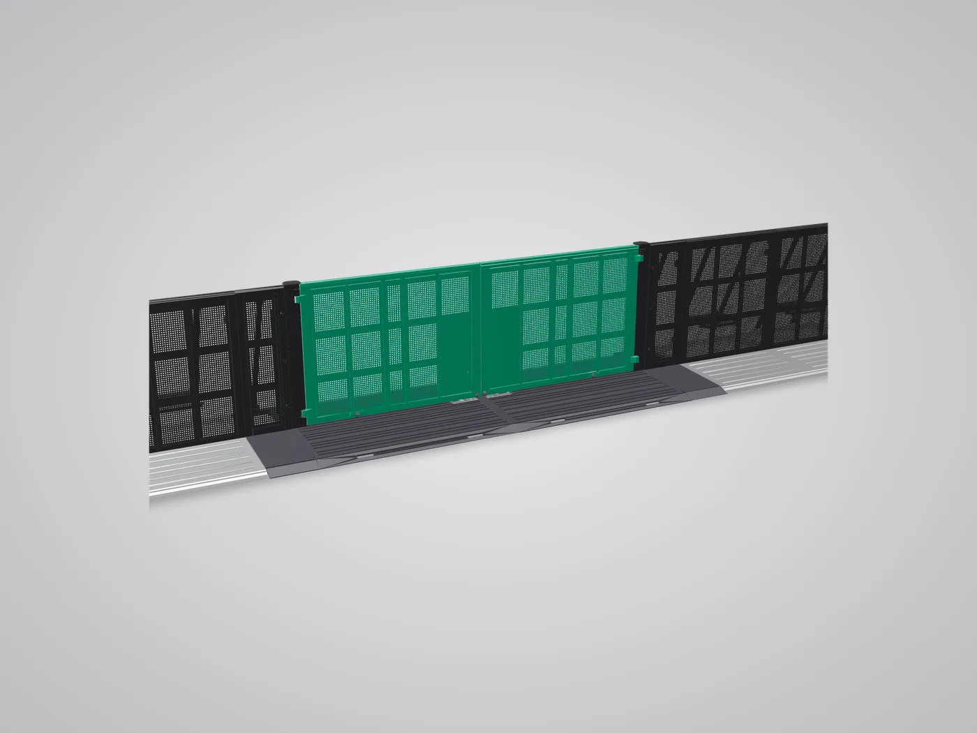 3D view: Mega Exit between straight sections with the doors shut