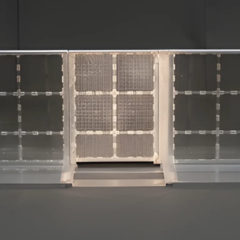 Mojo Barrier Snake Gate, silver, closed, in a line of straight sections, studio photo